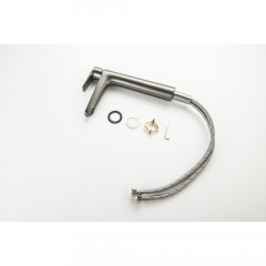 AQ1104BGM БЕТТА смеситель для раковины высокий 230, без донного клапана, оружейная сталь (шлиф. черный хром)