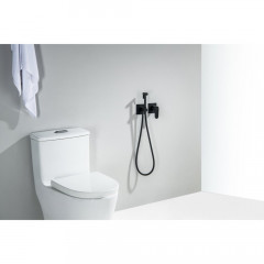 AQ1220MB ОБЕРОН комплект для гигиенического душа встроенный 2 отв. (смеситель + гигиеническая лейка + шланг), матовый черный