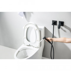 AQ1220MB ОБЕРОН комплект для гигиенического душа встроенный 2 отв. (смеситель + гигиеническая лейка + шланг), матовый черный