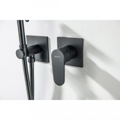 AQ1220MB ОБЕРОН комплект для гигиенического душа встроенный 2 отв. (смеситель + гигиеническая лейка + шланг), матовый черный