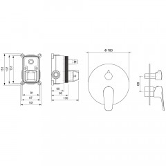 AQ1146BGM БЕТТА смеситель для ванны 2 режима (внешняя и скрытая часть), оружейная сталь (шлиф. черный хром)