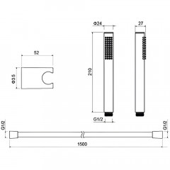 AQ2034BGM ЕВРОПА душевой набор 1jet, оружейная сталь (шлиф. черный хром)