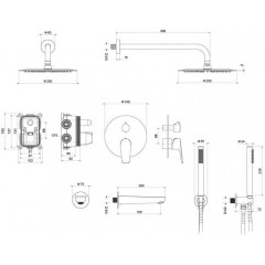 AQ1173MB БЕТТА Set 4 в 1 душевой комплект 3 режима, матовый черный