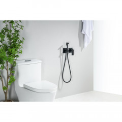 AQ1420MB ЛИРА комплект для гигиенического душа встроенный 2 отв. (смеситель + гигиеническая лейка + шланг), матовый черный