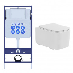SET AQUATEK КВАДРО T (рама AQUATEK Standard INS-0000012(без клавиши и крепежа)+унитаз AQ1515T-00 КВАДРО с тонким сиденьем soft-close