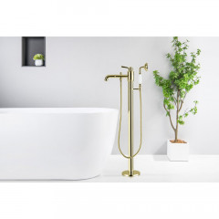 AQ1545PG КЛАССИК смеситель для ванны напольный (внешняя и скрытая часть), полир. золото