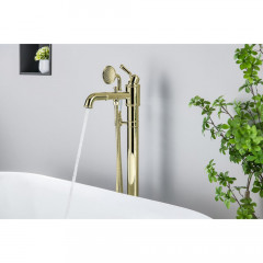 AQ1545PG КЛАССИК смеситель для ванны напольный (внешняя и скрытая часть), полир. золото