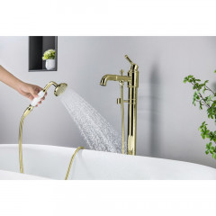 AQ1545PG КЛАССИК смеситель для ванны напольный (внешняя и скрытая часть), полир. золото