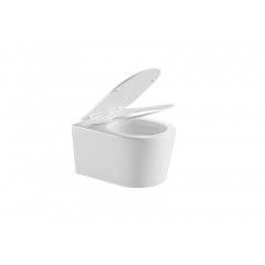 AQ1363WT-00 ОБЕРОН Унитаз подвесной безободковый tornado 531*360*344мм, тонкое сиденье с механизмом плавного закрывания, крепеж