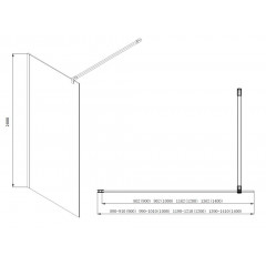 AQ WIW 11020CH Душевая перегородка Walk in с держателем 1100x2000 профиль хром, стекло прозрачное