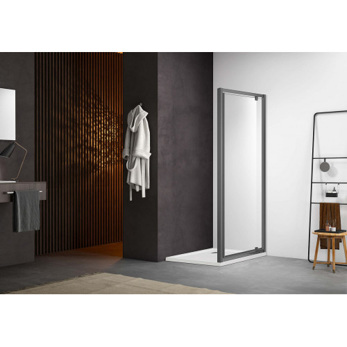 AQ ARI PI 09020GM Душевая дверь, распашная 900x2000 профиль оружейная сталь, стекло прозрачное