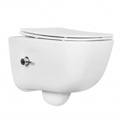 AQ2012B-00 ДИВА Унитаз подвесной безободковый с функцией биде (смеситель в компл) 510*350*360мм, тонкое сиденье soft-close, крепеж