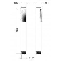 AQ2002BGM ЕВРОПА ручной душ 1jet, оружейная сталь (шлиф. черный хром)