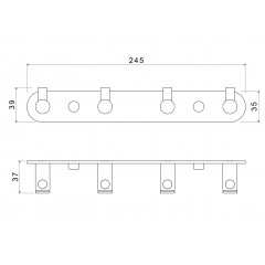 AQ4123BGM ЕВРОПА планка с 4 крючками, оружейная сталь (шлиф. черный хром)