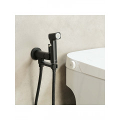 AQ1819MB НИКА комплект для гигиенического душа встроенный (смеситель + гигиеническая лейка + шланг), матовый черный