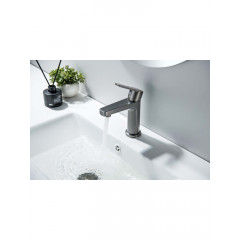 AQ1712BGM ЛУГАНО смеситель для раковины 106 с гигиеническим ручным душем, оружейная сталь