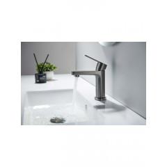 AQ1712BGM ЛУГАНО смеситель для раковины 106 с гигиеническим ручным душем, оружейная сталь