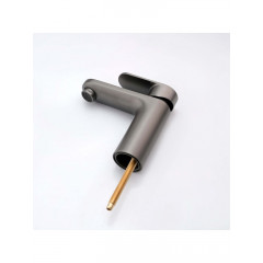 AQ1812BGM НИКА смеситель для раковины 90 без донного клапана с гигиеническим ручным душем, оружейная сталь