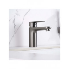 AQ1812BGM НИКА смеситель для раковины 90 без донного клапана с гигиеническим ручным душем, оружейная сталь