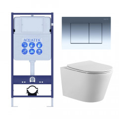 Set AQUATEK ВЕГА (рама AQUATEK Standard INS-0000012 с звукоиз.прокладкой+крепеж KKI-0000002+кнопкаKDI-0000010+унитаз ВЕГА AQ1905-00 с крышкой-сиденьем