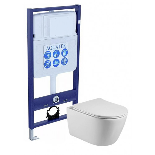 SET AQUATEK БЕТТА (рама AQUATEK Standard INS-0000012(без клавиши и крепежа)+унитаз БЕТТА AQ1253W-00 с тонким сиденьем soft-close
