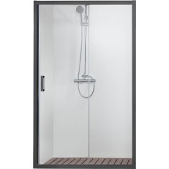 AQ ARI RA 10020BL Душевая дверь двухэлементная, раздвижная1000x2000 профиль черный, стекло прозрачное (AQ NAA 6121-100)