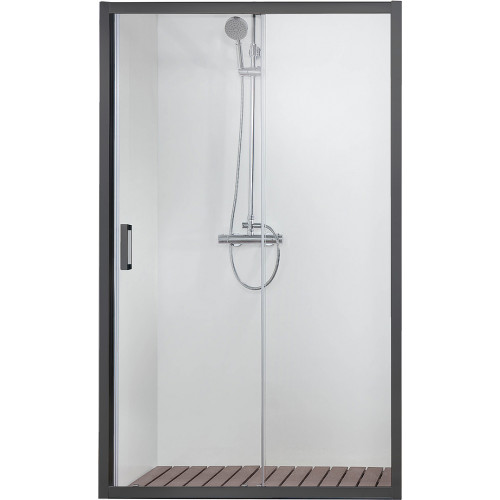 AQ ARI RA 10020BL Душевая дверь двухэлементная, раздвижная1000x2000 профиль черный, стекло прозрачное (AQ NAA 6121-100)