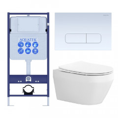 SET AQUATEK ЛЕЯ-013 4в1 (рама AQUATEK Standard INS-0000012+крепеж KKI-0000002+клавиша KDI-0000013+унитаз ЛЕЯ AQ1199-00 с тонким сиденьем soft-close)