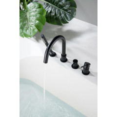 AQ1348MB ЕВРОПА смеситель на борт ванны на 4 отв., матовый черный