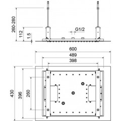 AQ2083MB верхний душ 600*430 мм, 3 jet (внешняя и скрытая часть), матовый черный