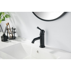 AQ1510MB КЛАССИК смеситель для раковины 72, без донного клапана, матовый черный