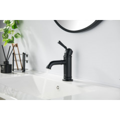 AQ1510MB КЛАССИК смеситель для раковины 72, без донного клапана, матовый черный