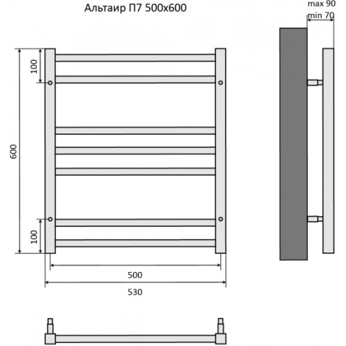 Альтаир П7 500х600 Полотенцесушитель Aquatek (черный муар)