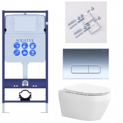 SET AQUATEK ЛЕЯ Т (рама AQUATEK Standard INS-0000012, клавиша KDI-0000016 ,KKI-0000002 крепёж+унитаз ЛЕЯ AQ1199T-00 с тонким сиденьем soft-close