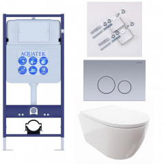 SET AQUATEK ПОЛАРИС (рама AQUATEK Standard INS-0000012+унитаз ПОЛАРИС AQ0700-00 с тонким сиденьем soft-close+ крепеж KKI-0000002 +панель KDI-0000036)