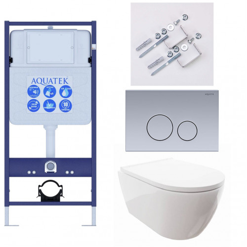 SET AQUATEK ПОЛАРИС (рама AQUATEK Standard INS-0000012+унитаз ПОЛАРИС AQ0700-00 с тонким сиденьем soft-close+ крепеж KKI-0000002 +панель KDI-0000036)