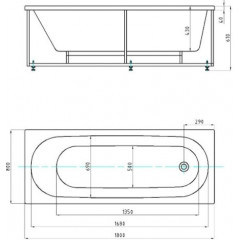 Оберон 180 пустая с фр.экр.(слив справа)