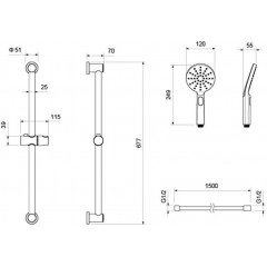 AQ2016MB ОБЕРОН душевой гарнитур 3jet 65 см, матовый черный