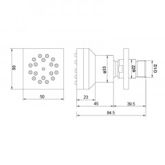 AQ2098MB боковая форсунка 50*50, матовый черный