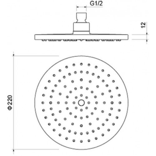 AQ2086CR круглый верхний душ 220*12 мм