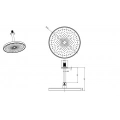 AQ2070MB круглый верхний душ потолочный 260х20мм, матовый черный