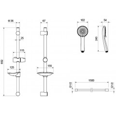 AQ2015MB БЕТТА душевой гарнитур 3jet 60 см, матовый черный