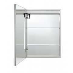 AQ7609-MLC Алюминиевый зеркальный шкаф с подсветкой 600*800*133,крепеж. Одна зеркальная дверца, антизапотевание, акриловая подсветка