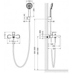 AQ1249MB ОБЕРОН смеситель для ванны с душевым набором 3jet, матовый черный