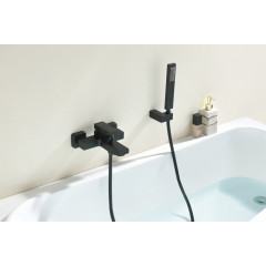 AQ1649MB ЛИБРА смеситель для ванны с душевым набором 1jet, матовый черный