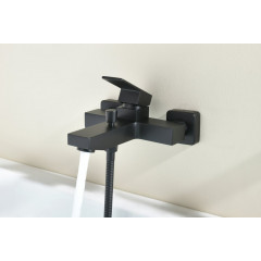 AQ1649MB ЛИБРА смеситель для ванны с душевым набором 1jet, матовый черный