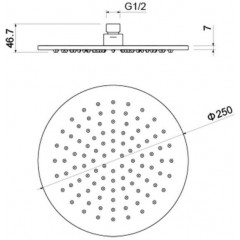 AQ2077CR круглый верхний душ 250*7 мм
