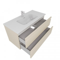 AQ77100-LC Комплект мебели:Тумба 100см ВЕГА с раковиной AQ4100-00, 2 ящика, цвет капучино светлый