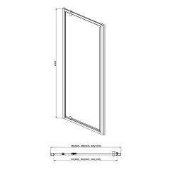 AQ ARI PI 10020GM Душевая дверь, распашная 1000x2000 профиль оружейная сталь, стекло прозрачное