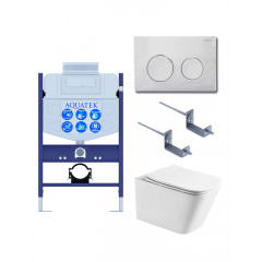 SET AQUATEK ЛИБРА T-TDI002 рама Standard INS-0000018+унитаз AQ1505T-00 с тонким сиденьем soft-close+крепление KKI-0000002 +кнопка TDI-0000002